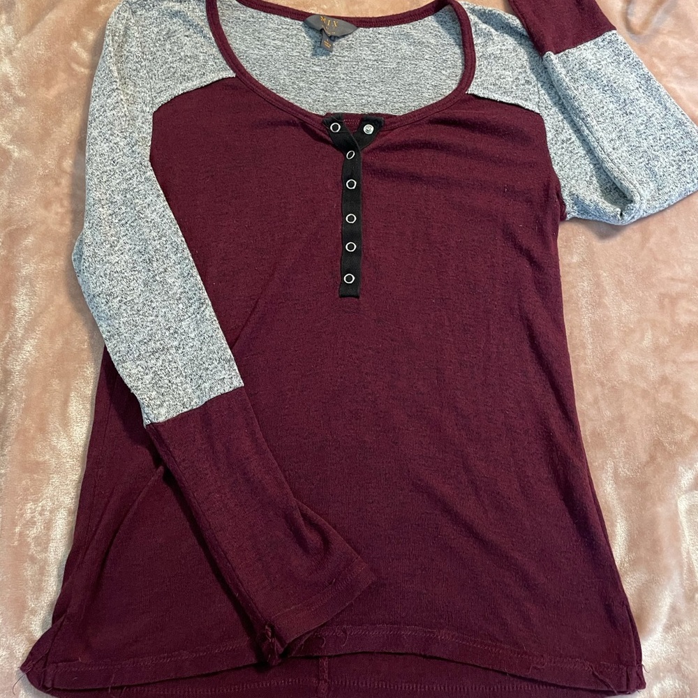 Color block Long sleeve knit top